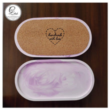 Charger l'image dans la galerie, Plateau de rangement décoratif ovale en jésmonite - Mauve