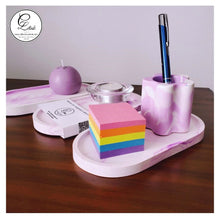 Charger l'image dans la galerie, Plateau de rangement décoratif ovale en jésmonite - Mauve