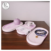 Charger l'image dans la galerie, Plateau de rangement décoratif ovale en jésmonite - Mauve